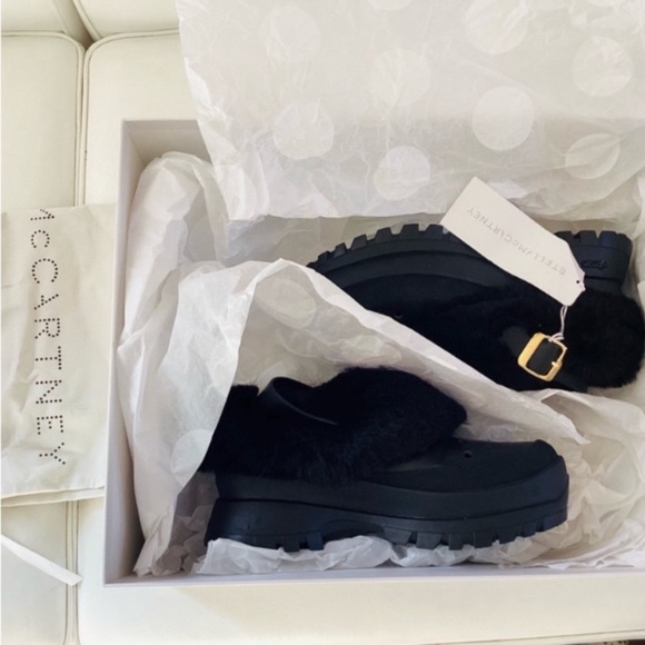 Stella McCartney Black Trace May Alter Croc Fur Clogs Shoes SZ 6/36 - Picture 4 of 9